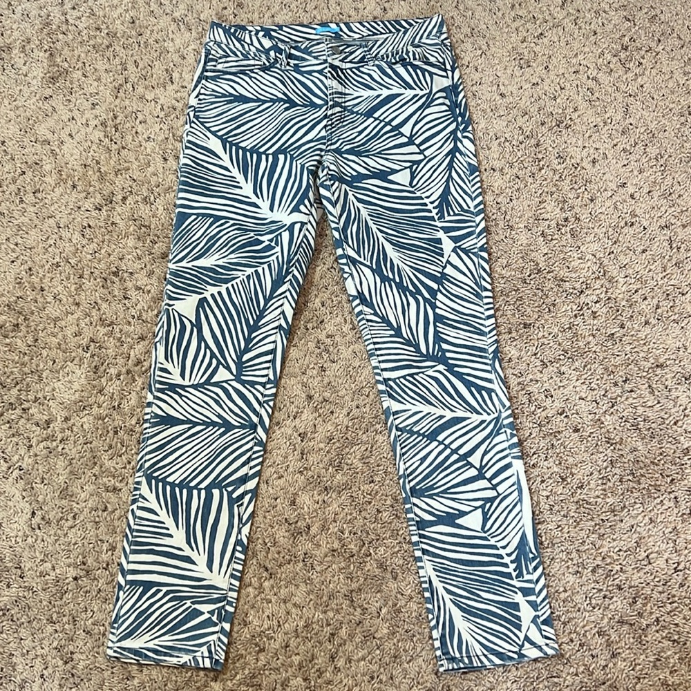 J. MCLAUGHLIN JAYCIE JEAN DENIM PANTS WILLOW LAKE BLUE WHITE PRINT WOMEN’S 10